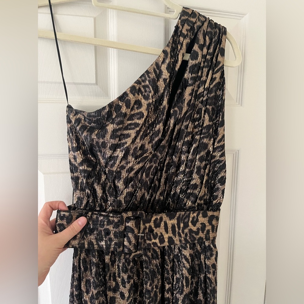 Retrofete Andrea Maxi Dress in Bronze Leopard Small One Shoulder Formal Gala - Picture 4 of 11